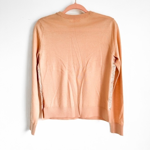 Tory Burch Peach Floral Cloque Front Crew neck Silk Wool Sweater sz Small - Picture 9 of 10